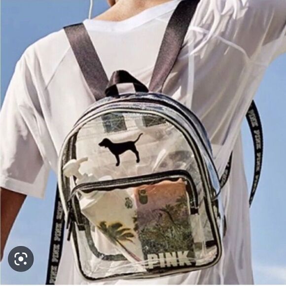 VS  PINK Mini Backpack Clear Disco Glitter vintage mini bag - Picture 1 of 9
